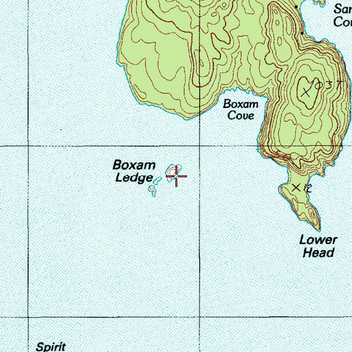 Topographic Map of Boxam Ledge, ME