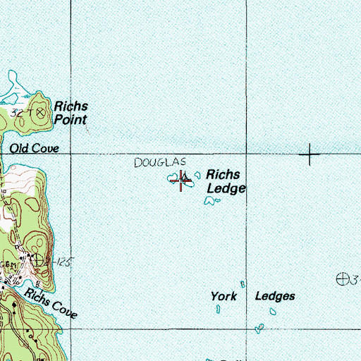 Topographic Map of Richs Ledge, ME