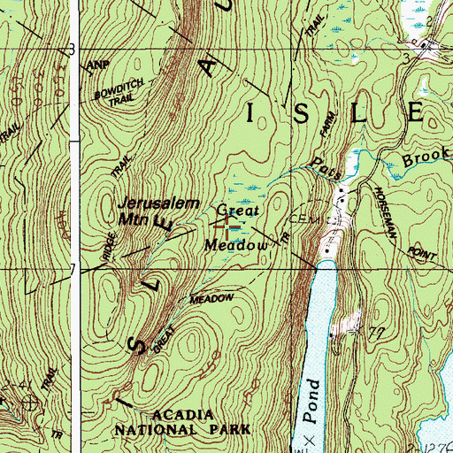 Topographic Map of Great Meadow, ME