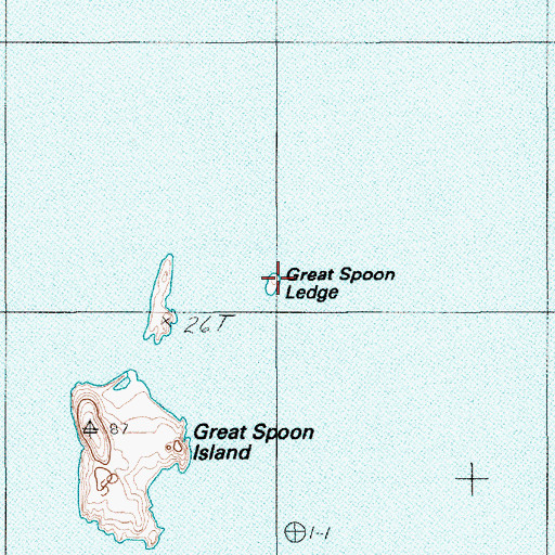 Topographic Map of Great Spoon Ledge, ME