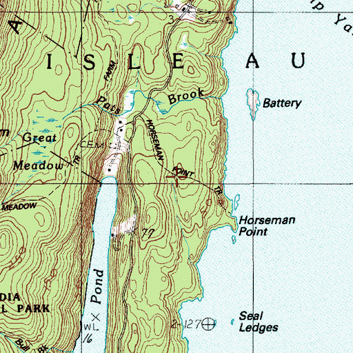 Topographic Map of Horseman Point Trail, ME