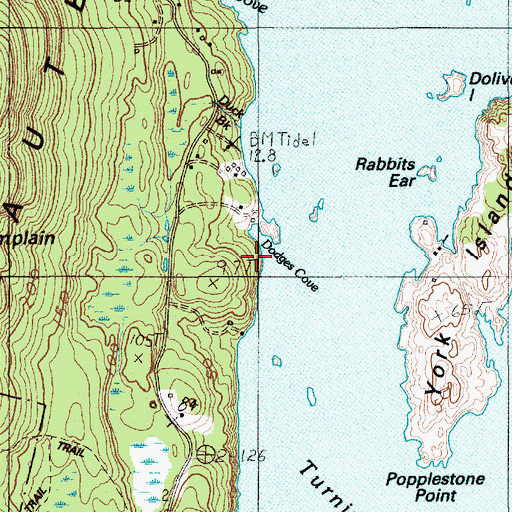 Topographic Map of Dodges Cove, ME