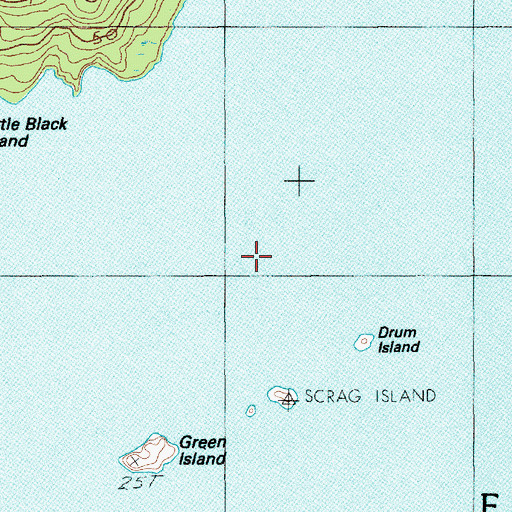 Topographic Map of Grindstone Ledge, ME