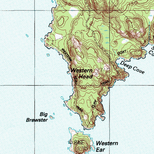 Topographic Map of Western Head Trail, ME