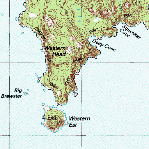 Topographic Map of Cliff Trail, ME
