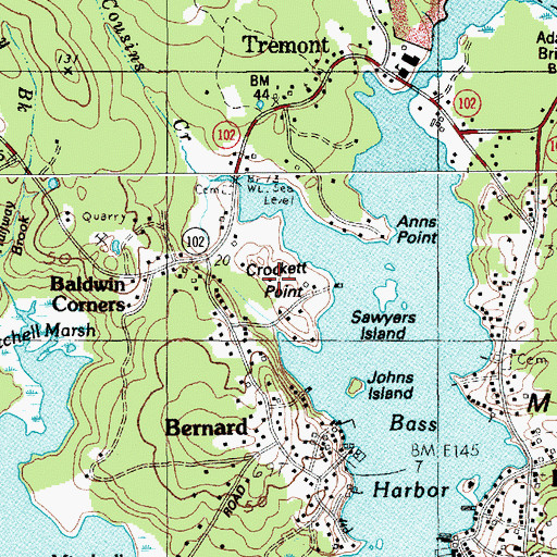 Topographic Map of Crocket Point, ME