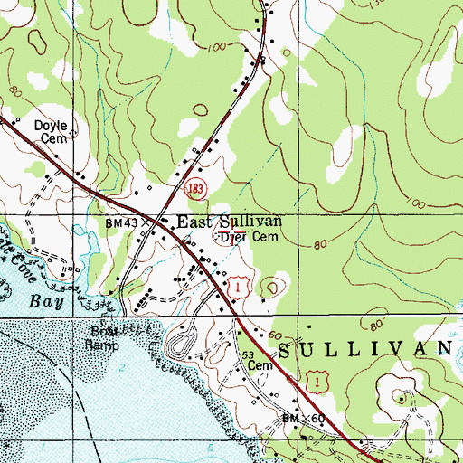 Topographic Map of Dyer Cemetery, ME