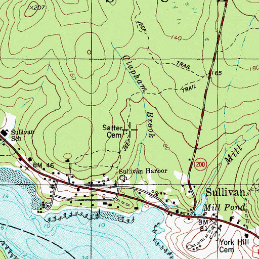 Topographic Map of Salter Cemetery, ME