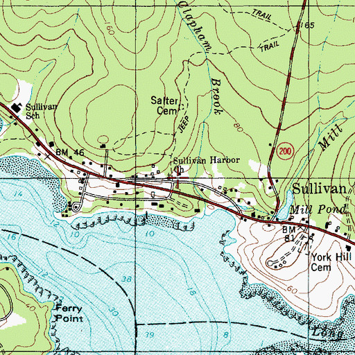 Topographic Map of Sullivan Harbor School, ME