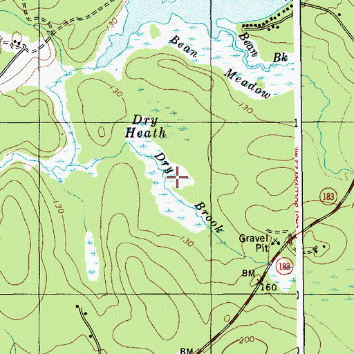 Topographic Map of Dry Heath, ME