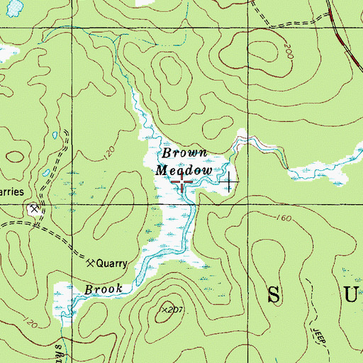 Topographic Map of Brown Meadow, ME