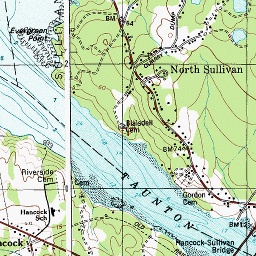 Topographic Map of Blaisdell Cemetery, ME