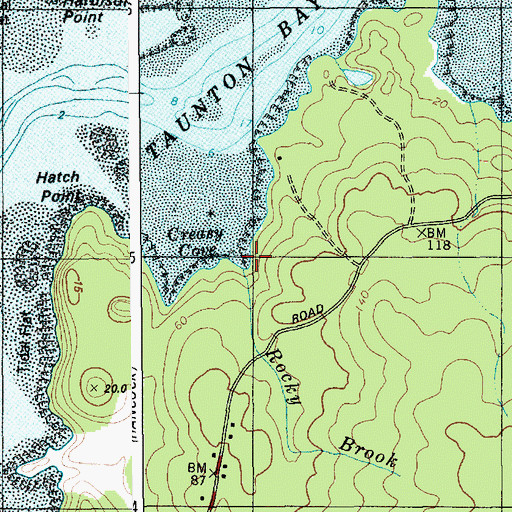 Topographic Map of Rocky Brook, ME