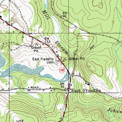 Topographic Map of East Franklin Cemetery, ME