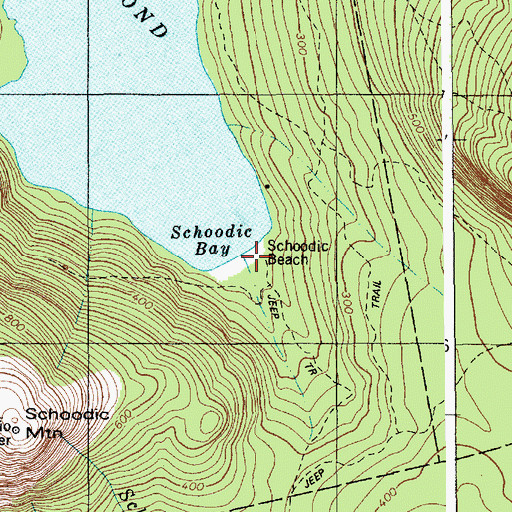 Topographic Map of Schoodic Beach, ME