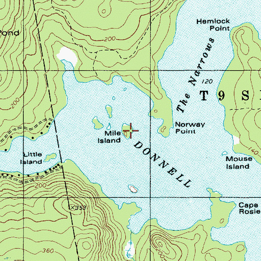 Topographic Map of Mile Island, ME