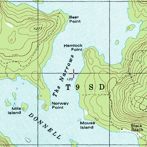 Topographic Map of The Narrows, ME