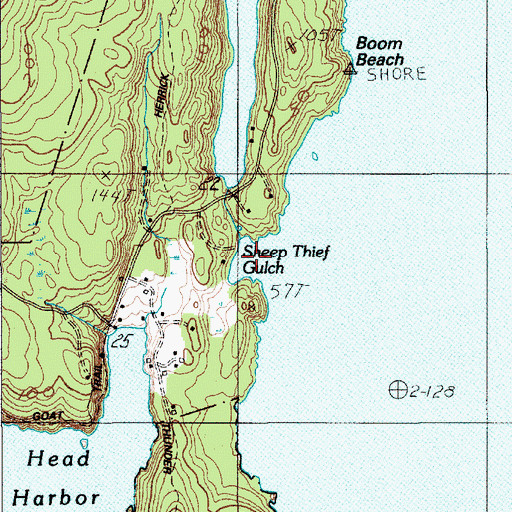 Topographic Map of Sheep Thief Gulch, ME