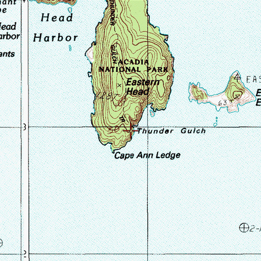 Topographic Map of Thunder Gulch, ME