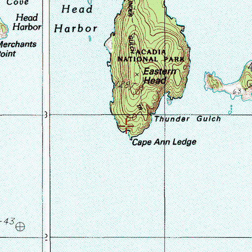 Topographic Map of Cape Ann Ledge, ME