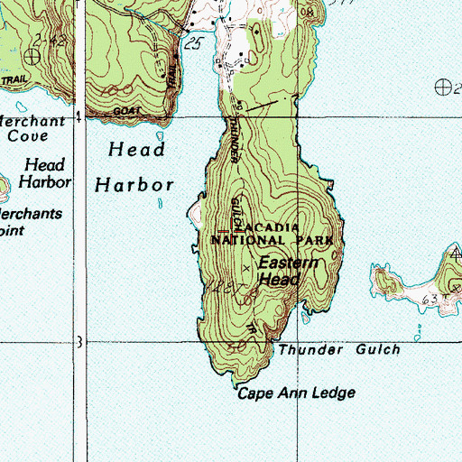 Topographic Map of Thunder Gulch Trail, ME