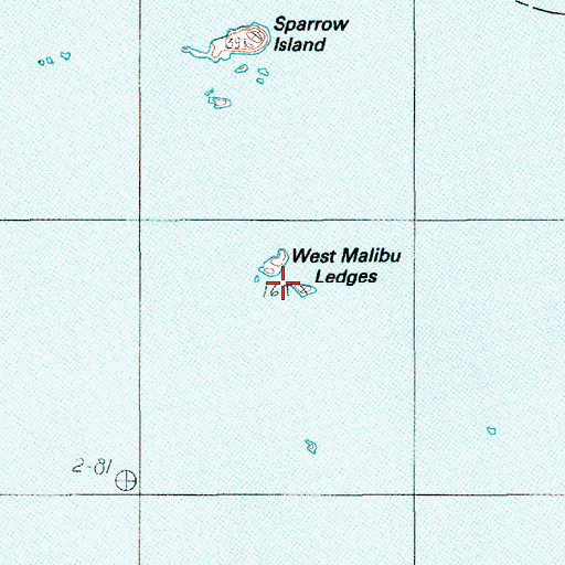 Topographic Map of West Malibu Ledges, ME