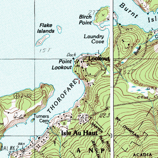 Topographic Map of Lookout Point, ME