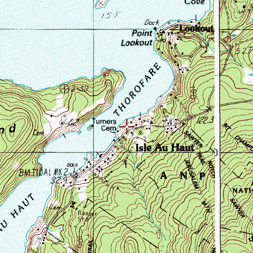 Topographic Map of Turners Cemetery, ME