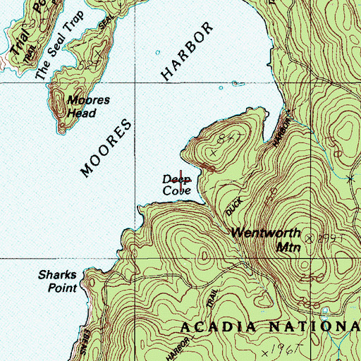 Topographic Map of Deep Cove, ME