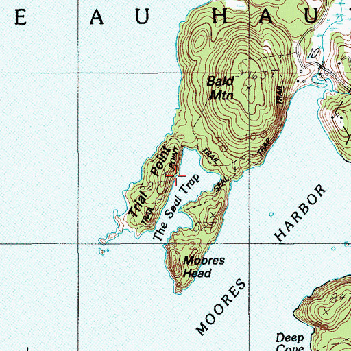 Topographic Map of Trail Point Trail, ME