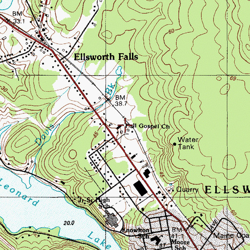 Topographic Map of Full Gospel Church, ME