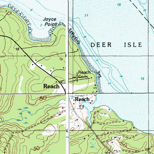 Topographic Map of Reach Cemetery, ME