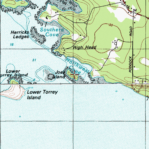 Topographic Map of Joes Island, ME