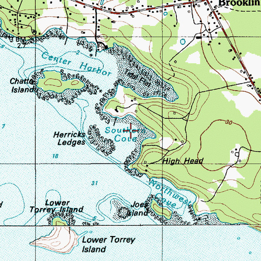 Topographic Map of Southren Cove, ME