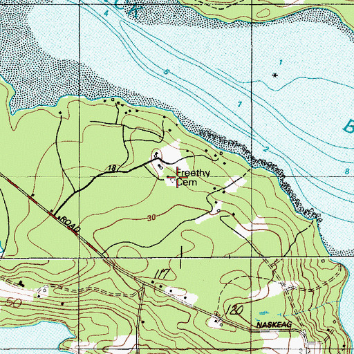Topographic Map of Freethy Cemetery, ME