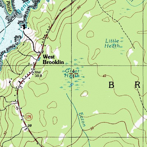 Topographic Map of Great Heath, ME