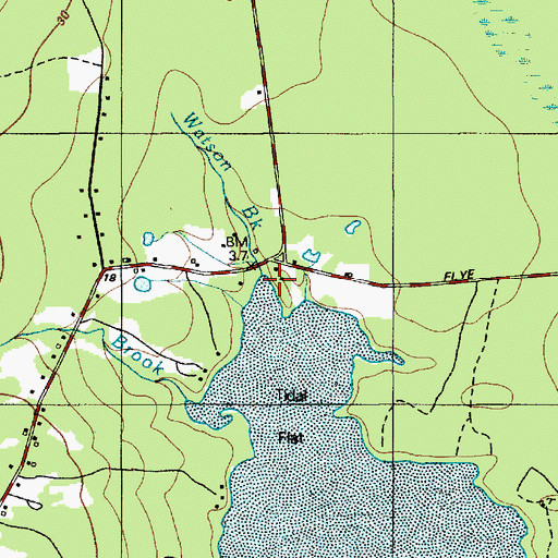 Topographic Map of Watson Brook, ME
