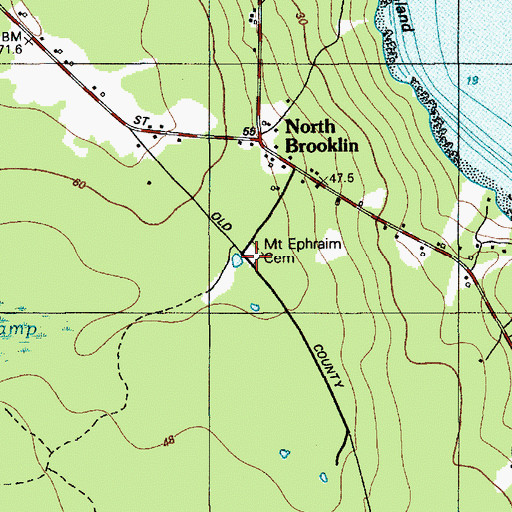 Topographic Map of Mount Ephraim Cemetery, ME