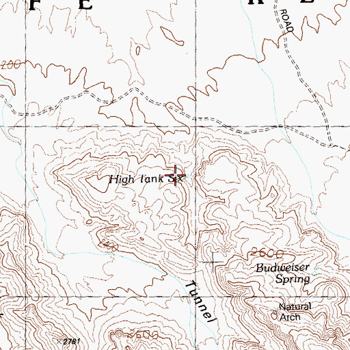 Topographic Map of High Tank Six, AZ
