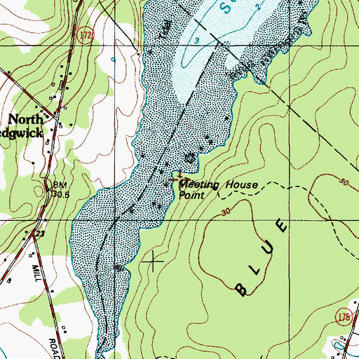 Topographic Map of Meating House Point, ME