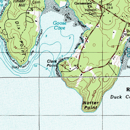 Topographic Map of Clark Point, ME