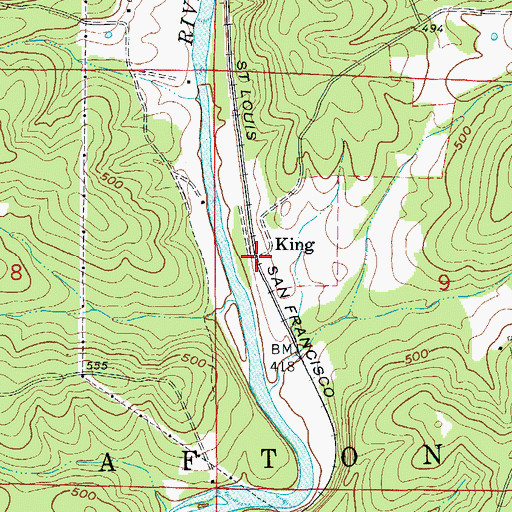 Topographic Map of King, AR
