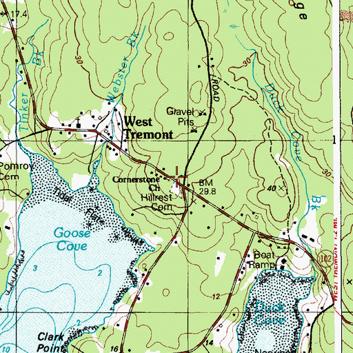 Topographic Map of Cornerstone Church, ME