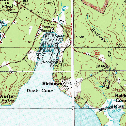 Topographic Map of Norwood Cemetery, ME