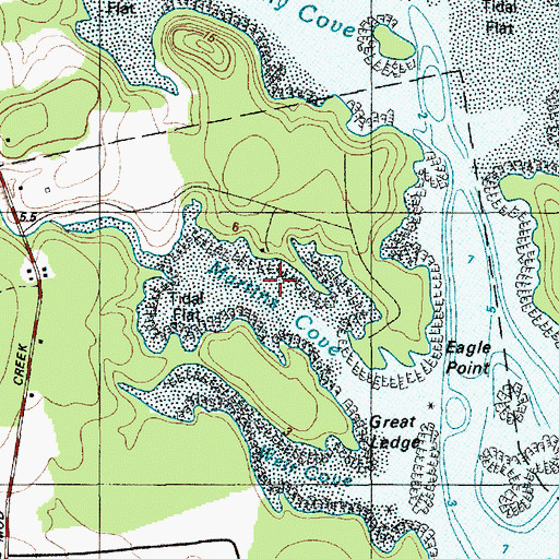 Topographic Map of Martins Cove, ME