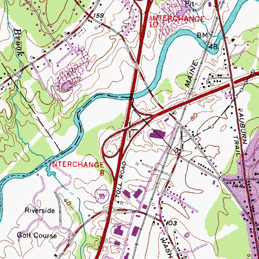 Topographic Map of Interchange 8, ME