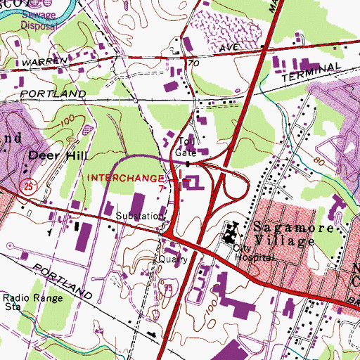 Topographic Map of Interchange 7, ME