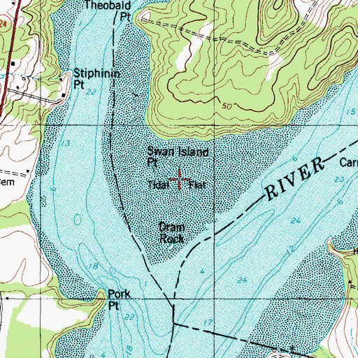 Topographic Map of Swan Island Flats, ME