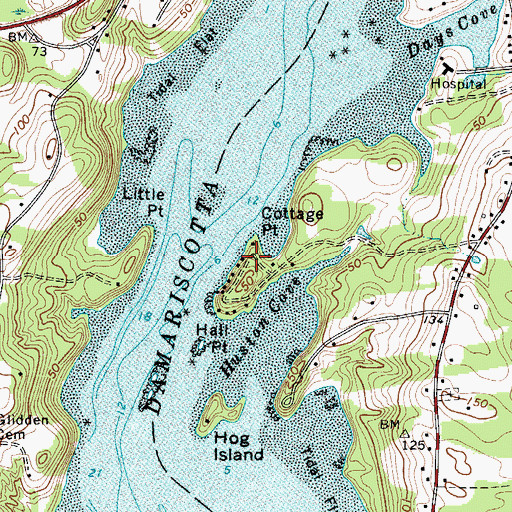 Topographic Map of Cottage Point, ME