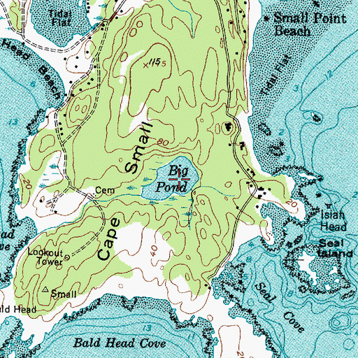Topographic Map of Big Pond, ME